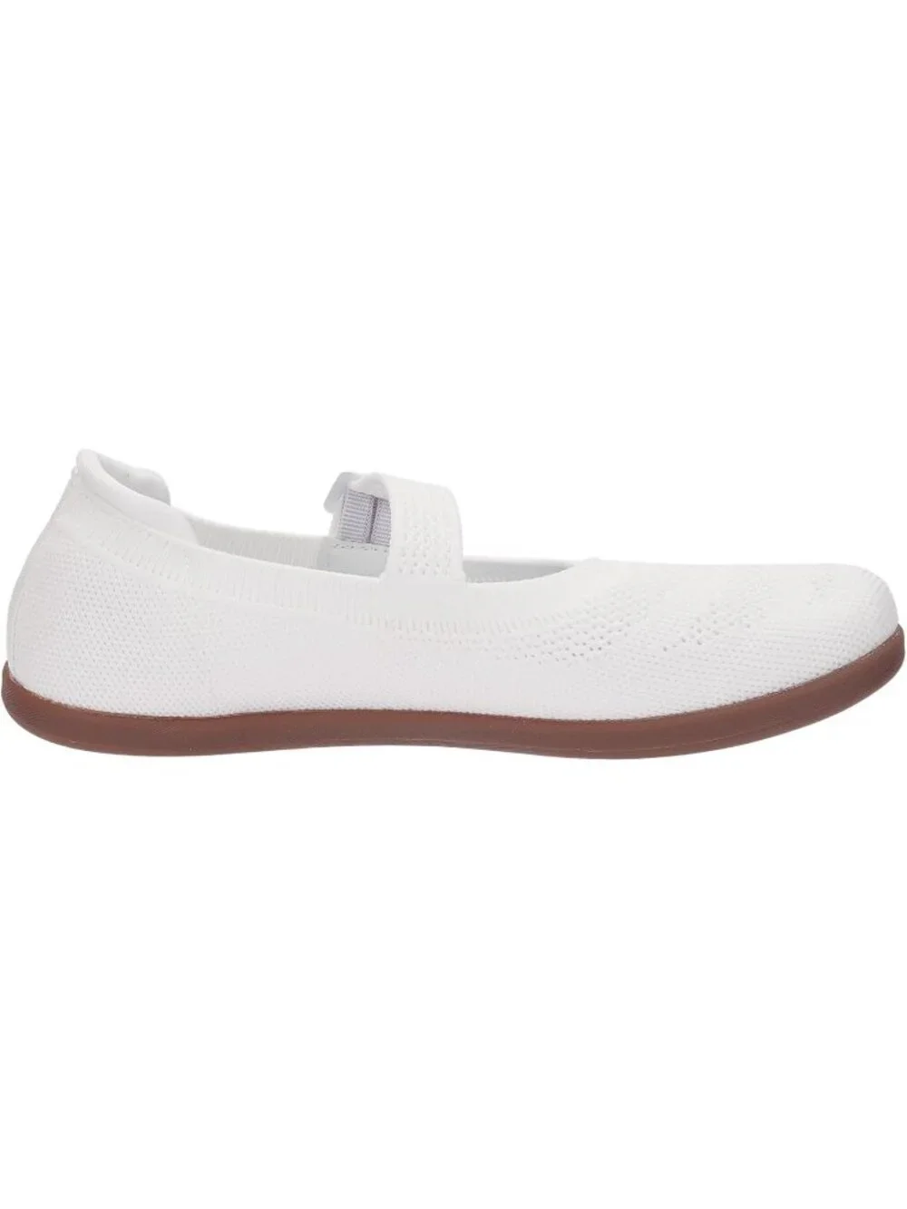Women's White Barefoot Mary Jane Flats Knit Adjustable Straps Shoes